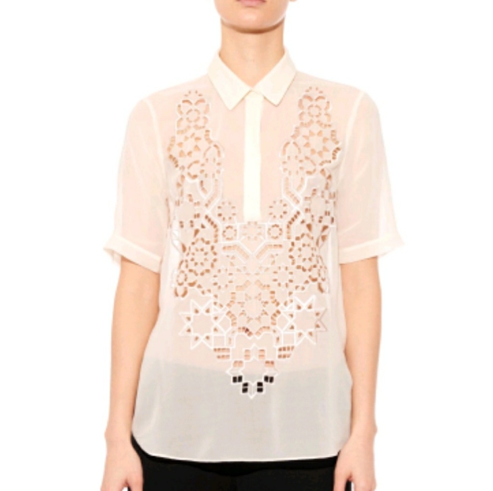 Rebecca Taylor Mosaic Cutout Silk Top